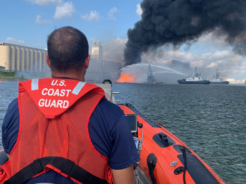 Coast Guard searching for 4 missing crew members after ship hits propane pipeline in Corpus Christi