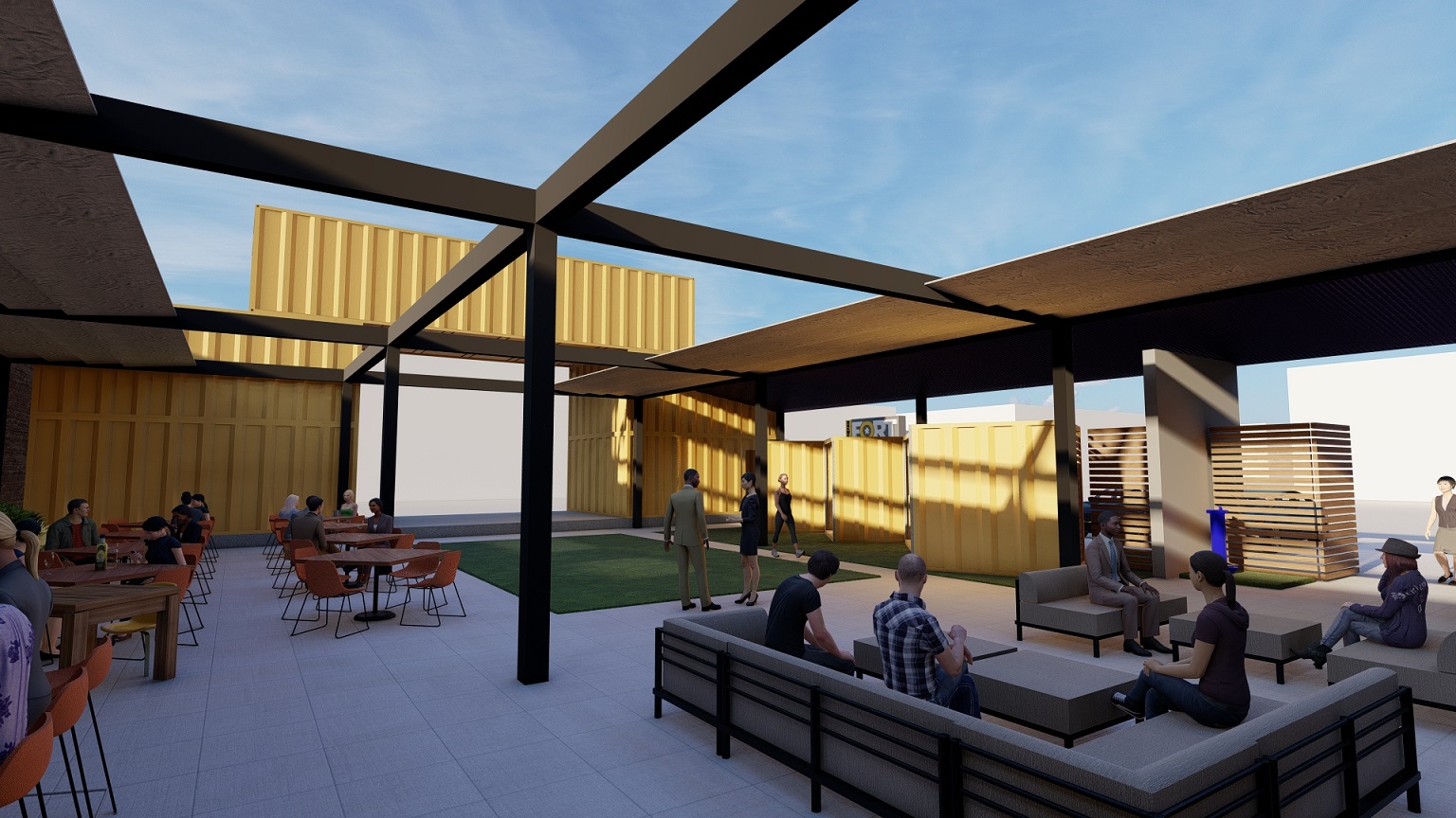patio rendering of Fort Brewery