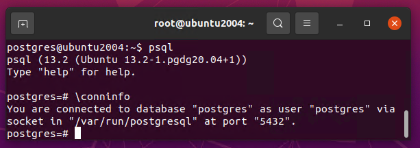 PostgreSQL connection information in Ubuntu 20.04