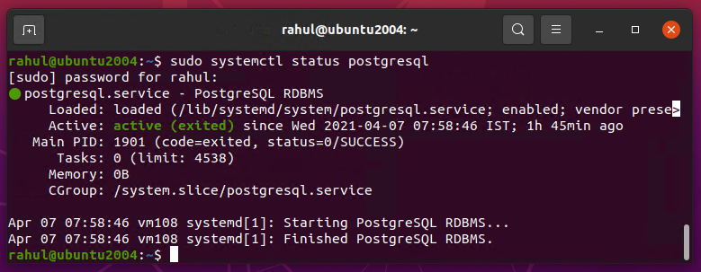 Installing postgresql Ubuntu 20.04 LTS