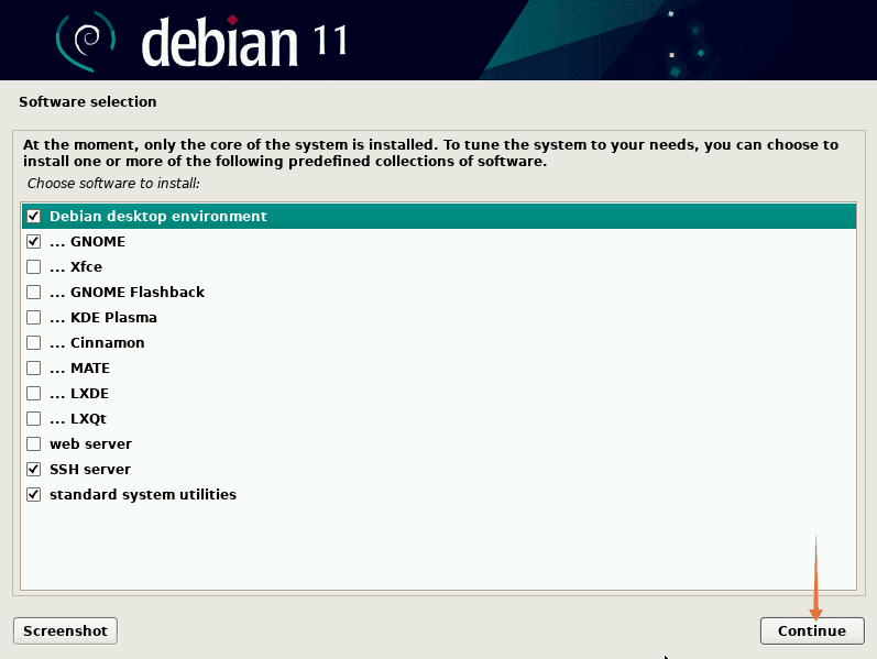 Select Desktop for Debian 11