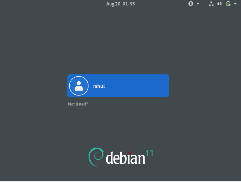 Login to Debian 11 Bullseye