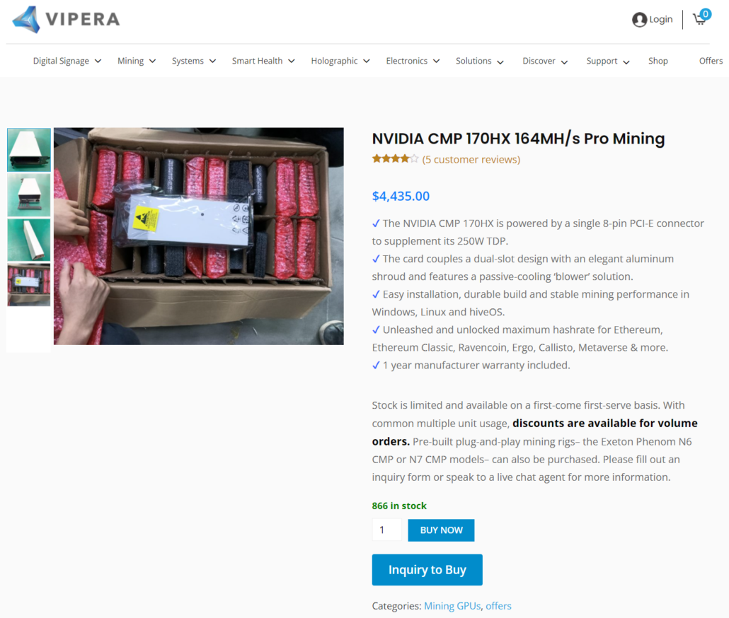 NVIDIA's Flagship Mining GPU, The CMP 170HX, Being Sold For Over $4400 US 2