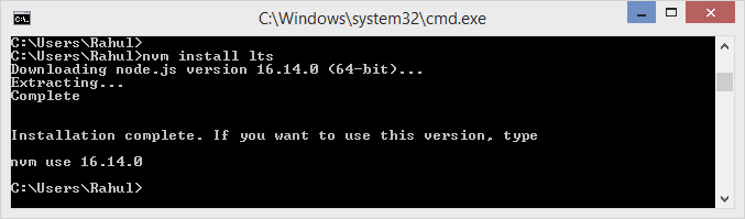 Installing Latest Stable Node Version on Windows