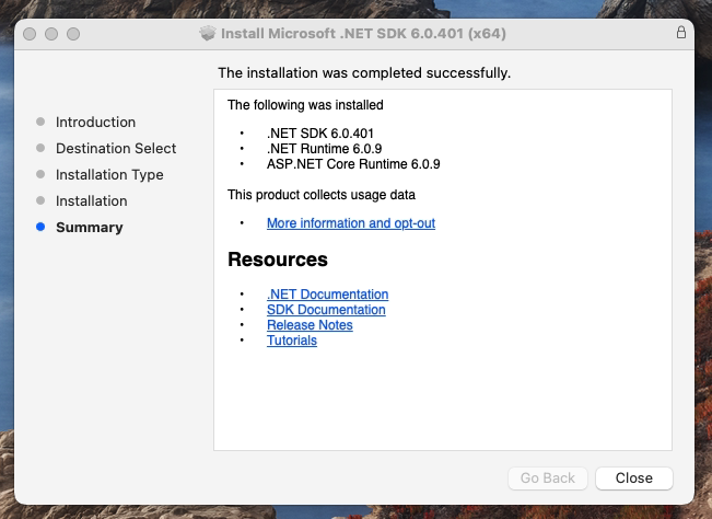 Installing .NET Core on MacOS