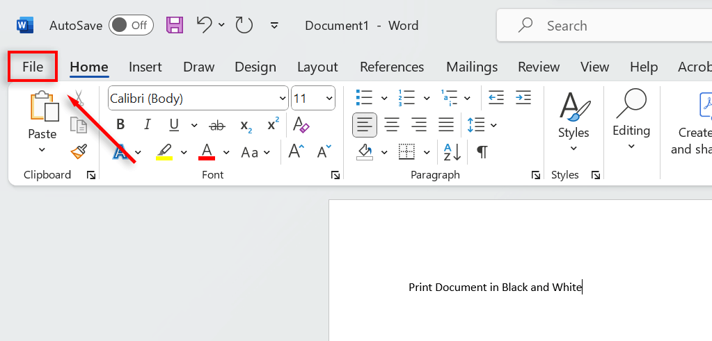 How to Print Microsoft Word Documents in Black and White